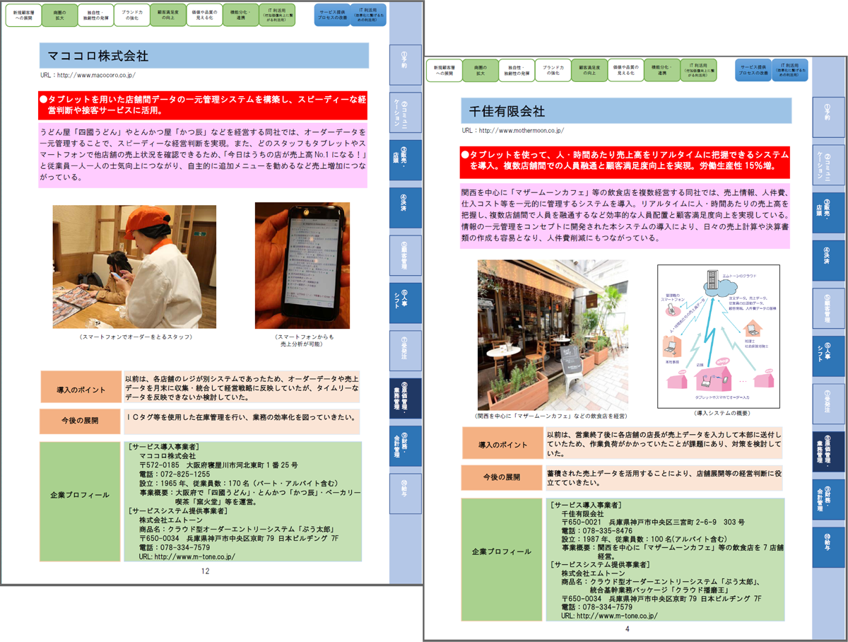 近畿経済産業局「IoT等を活用した食関連サービス事例集」